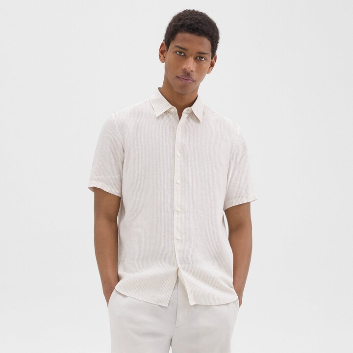 Theory Irving Short-Sleeve Shirt in Relaxed Linen