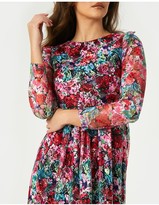 Thumbnail for your product : Little Mistress Alora Floral-Print Lace Frill Midi Dress