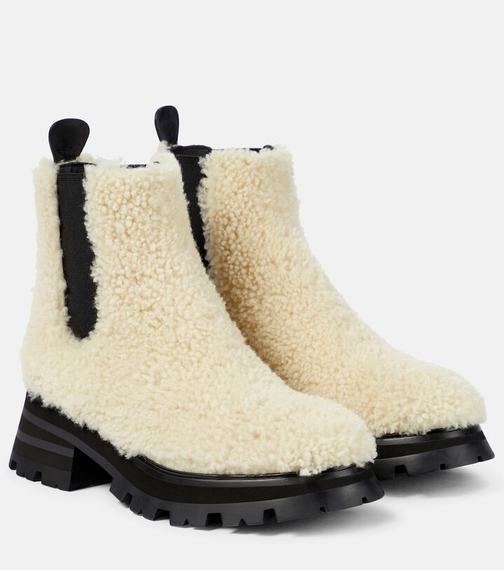 white shearling boots