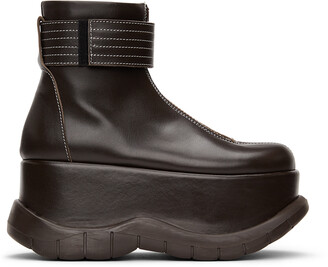 Sunnei Brown Zipped Platform Boots