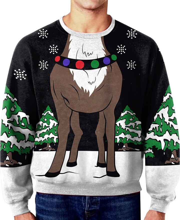 COOFANIN Christmas Jumper Men Novelty Comfortable Grandad - Technical View