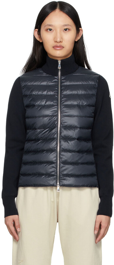 Moncler Navy Down Padded Cotton Cardigan Jacket - ShopStyle