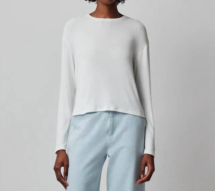 ATM Anthony Thomas Melillo Modal Rib Long Sleeve Boxy Tee In White