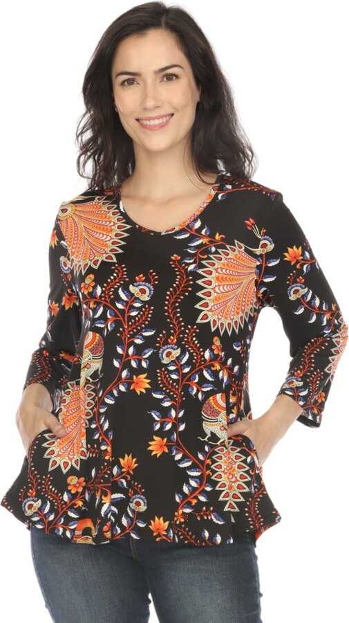 White Mark Women's Vibrant Boho Swing Top