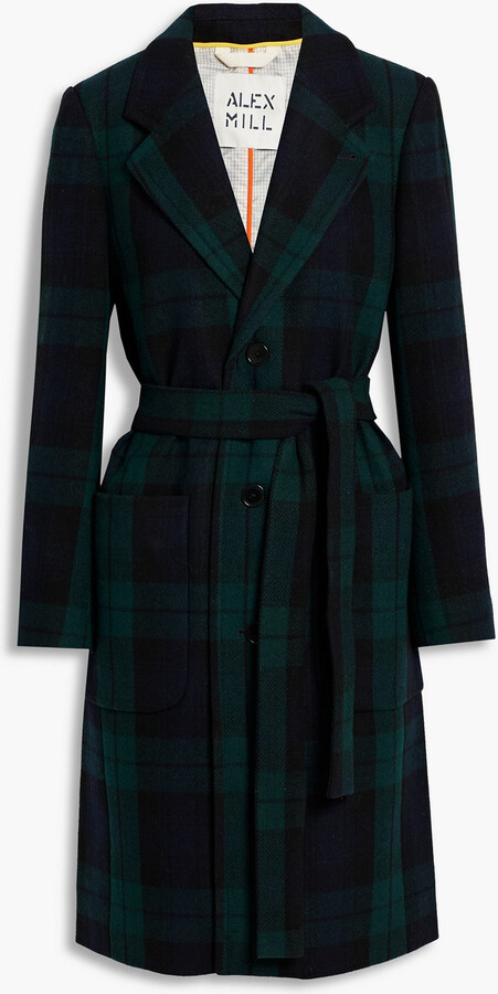 Alex Mill Cornelius belted checked wool-felt coat - ShopStyle