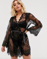 Thumbnail for your product : Ann Summers Saria lace robe in black