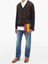 Thumbnail for your product : Gucci GG Logo-jacquard V-neck Wool Cardigan - Navy