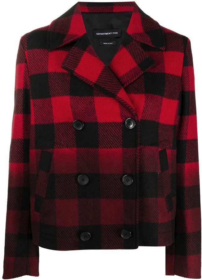 red and black plaid jacket