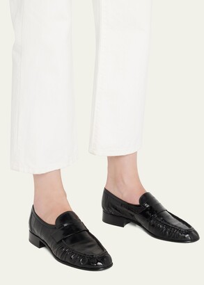 The Row Soft Leather Flat Loafers - ShopStyle