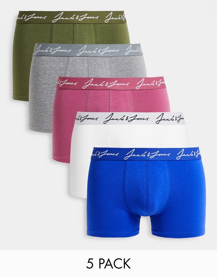 Jack and Jones 5 pack trunks in multi - ShopStyle Boxers