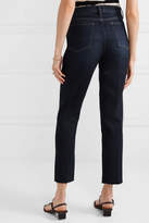 Thumbnail for your product : Frame Le Nouveau Frayed High-rise Straight-leg Jeans - Dark denim
