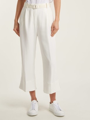 Moncler High-rise Crepe Cropped Trousers - Cream