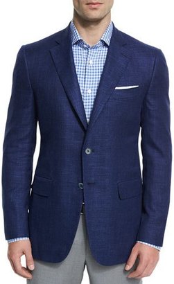 Isaia Gregory Textured Two-Button Sport Coat, Blue
