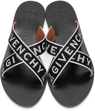 Givenchy Black Logo Cross Sandals