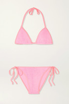 Thumbnail for your product : Hunza G Net Sustain Carmen Seersucker Bikini - Bright pink