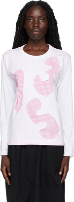 Comme des Garçons Shirt White & Pink Cut Out Long Sleeve T-Shirt