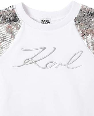 Karl Lagerfeld Paris Embroidered Cotton Sweatshirt W/ Sequins