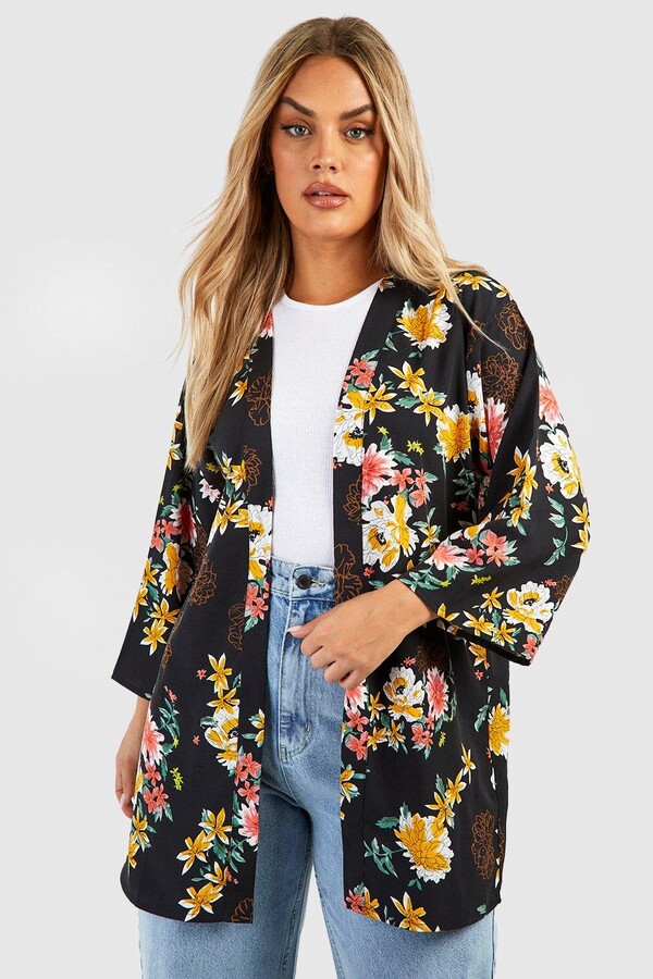 black floral kimono jacket