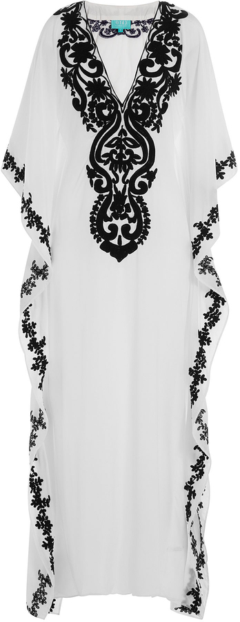 TAJ Embroidered Silk Kaftan - ShopStyle Tops