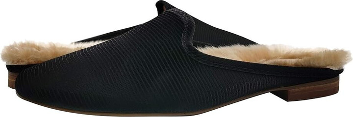Faryl Robin Women's Faryl by Moka Slipper Black Faux Fur Lined Mule JOBB231