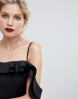 Thumbnail for your product : ASOS DESIGN Strappy Ruffle Scuba Prom Mini Dress