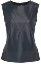 Faux leather sleeveless top with perforated hem