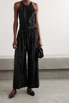 Thumbnail for your product : Rosetta Getty Gathered Cotton-poplin Wide-leg Pants - Black