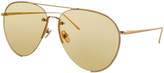 Thumbnail for your product : Linda Farrow Semi-Rimless Aviator Sunglasses, Rose Gold