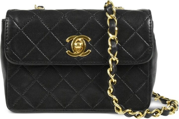Chanel Belt Bag Rare Vintage 90s Mini Fanny Pack Waist Black Leather B –  House of Carver
