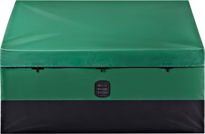 KFFKFF Outdoor Storage Box 100 Gallon Waterproof PE Deck Box with Galvanized Frame Patio Backyard Garden Portable Storage Containe for Boat, Yard, Patio (Green & Black)