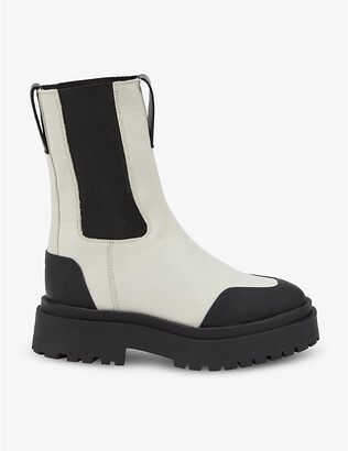 The Kooples Round-toe calf-length slip-on leather boots
