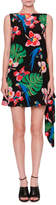 Thumbnail for your product : Valentino Tropical-Print Draped-Back Dress, Black/Multi