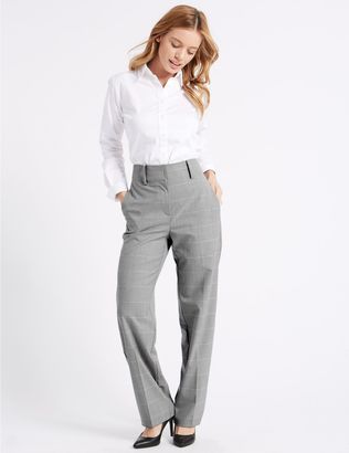 Marks and Spencer PETITE Checked Straight Leg Trousers