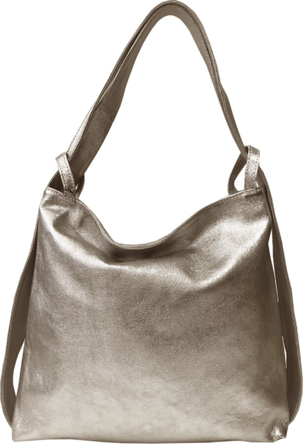 Sostter - Bronze Metallic Leather Convertible Tote Backpack - ShopStyle