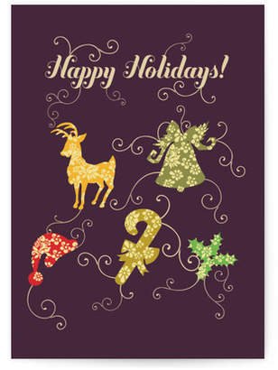 Minted happy holidays and swirls Self-Launch Cards