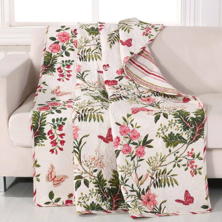 Greenland Home Fashions Butterflies Multi Quilted Cotton Throw