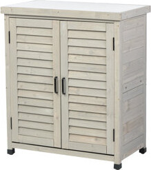 Ebern Designs Hemlock Potting Bench With Metal Table Top & Storage Cabinet 31X17x36'' - For Outdoor Garden Patio Workstation Storage