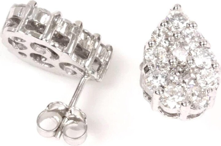 2 Ctw Natural Diamond | G-H, Si Tear Drop Stud Earrings/Solid 14K 18K Gold Push Back Studs 10x13mm Anniversary Gift April Birthstone