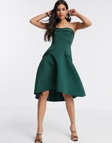 Thumbnail for your product : ASOS DESIGN DESIGN bandeau corset cup detail midi prom dress with pocket detail