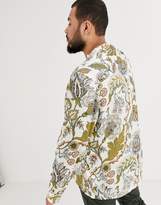 Thumbnail for your product : ASOS DESIGN Plus regular floral mandarin shirt in ecru