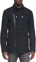 Thumbnail for your product : John Varvatos Double-Breasted Zip/Button Peacoat, Gray-Navy