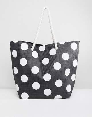 South Beach Dotted Tote Bag With Rope Handle