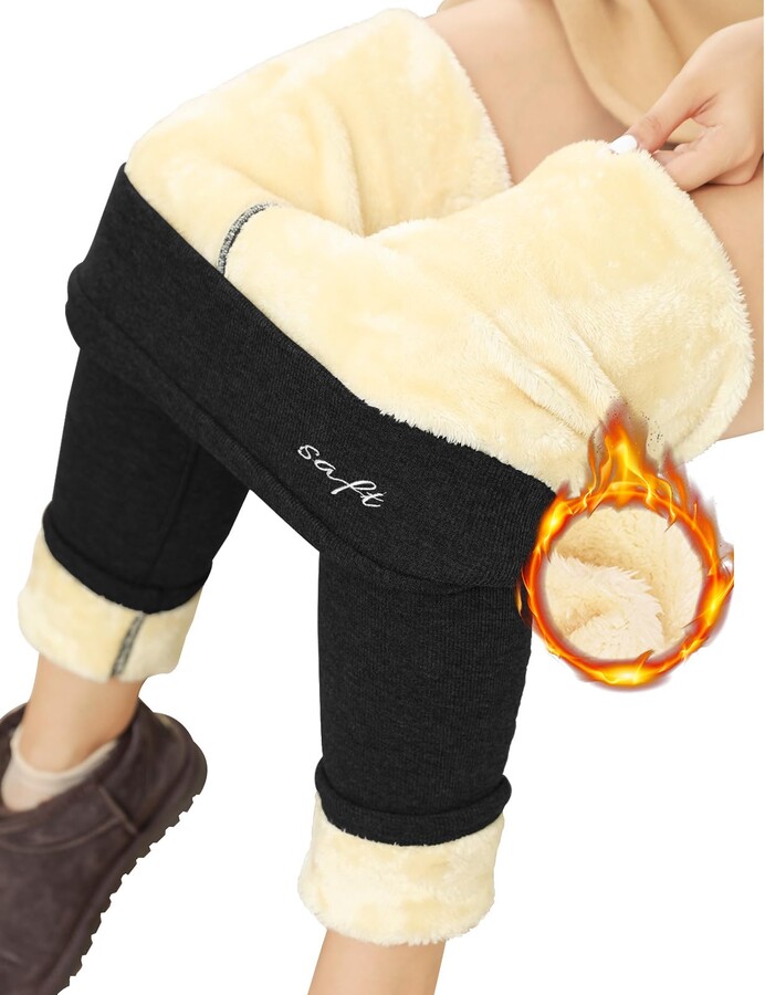 Teluxe Lambskin Winter Legging Winter Fleece Thermal High Waist Female Pants