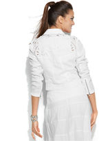 Thumbnail for your product : INC International Concepts Cropped Lace Moto Jacket