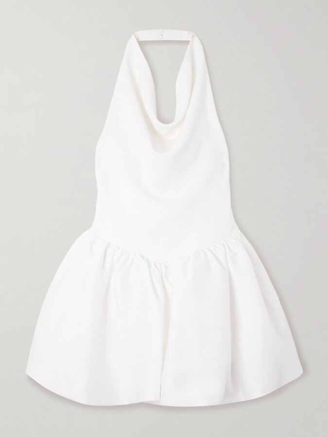 Self-Portrait Draped Crepe Halterneck Mini Dress - White
