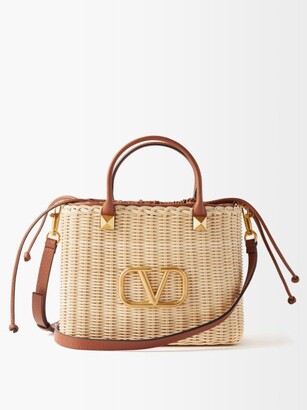 Valentino Garavani V-logo Leather-drawstring Bag Cream ShopStyle