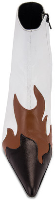 Marques Almeida Marques ' Almeida Pointy Kitten Heel Flame Boot in White, Brown & Black | FWRD