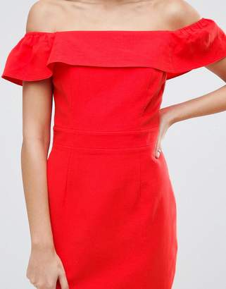ASOS Midi Bardot Dress In Natural Fibre