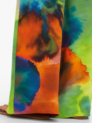 Raey Neon Tie-dye Print Wide-leg Silk Trousers - Multi