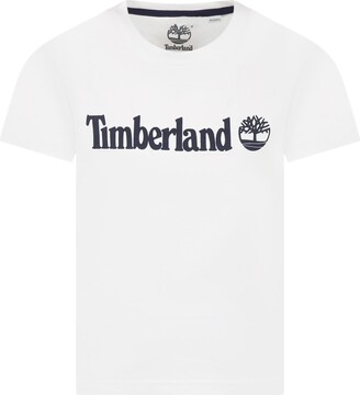 Timberland White T-shirt For Boy With Logo